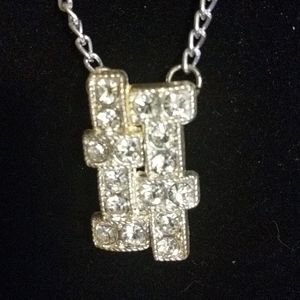 Unusual Clear Crystal necklace on 18 inch chain
